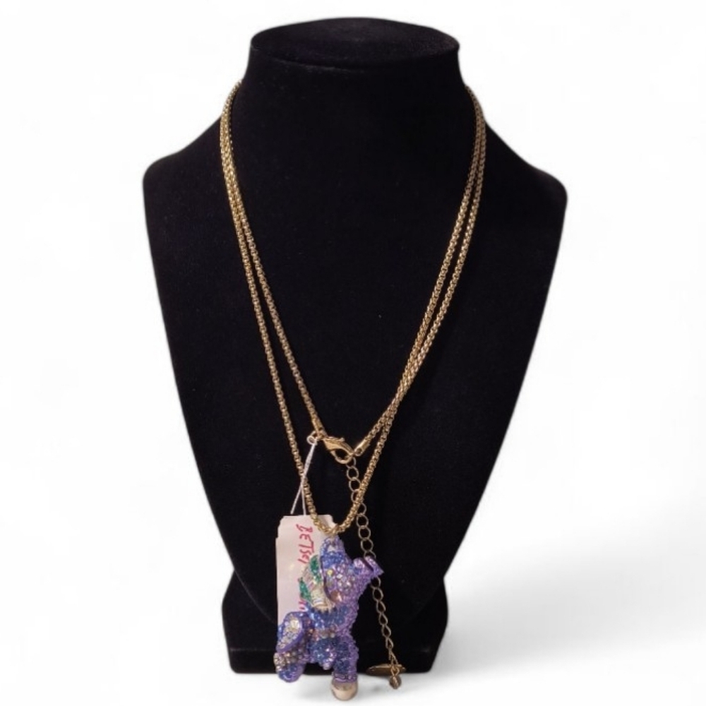 Betsey Johnson Purple Elephant Pendant Necklace